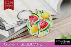 Summer Fruit Keychain PNG - Fruit Keychain Sublimation Product Image 1