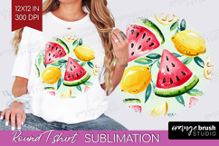 Summer Fruit Round Tshirt Background - Fruit PNG Sublimation Product Image 1