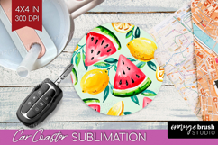 Summer Fruit Car Coaster - Fruit Coaster PNG Sublimation Product Image 1