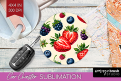Summer Fruit Car Coaster - Fruit Coaster PNG Sublimation Product Image 1