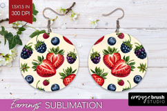 Summer Fruit Round Earrings - Fruit PNG Sublimation Product Image 1