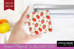 Summer Fruit Magnet Sublimation - Fruit Square Magnet PNG Product Image 1