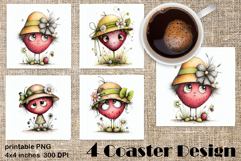 Summer fruits and berries square coaster, Whimsical Product Image 1