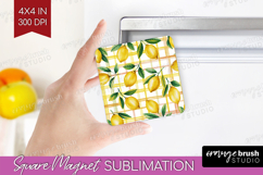 Summer Fruit Magnet Sublimation - Fruit Square Magnet PNG Product Image 1