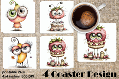 Summer fruits and berries square coaster, Whimsical Product Image 1