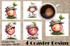 Summer fruits and berries square coaster, Whimsical Product Image 1