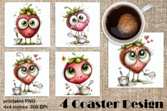 Summer fruits and berries square coaster, Whimsical Product Image 1