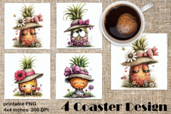 Summer fruits and berries square coaster, Whimsical Product Image 1