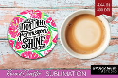 Inspirational Quote Round Coaster - Summer Fruit Coaster PNG Product Image 1