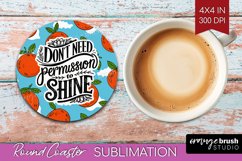 Inspirational Quote Round Coaster - Summer Fruit Coaster PNG Product Image 1