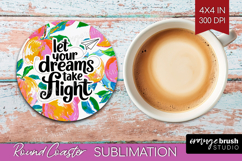 Inspirational Quote Round Coaster - Summer Fruit Coaster PNG Product Image 1