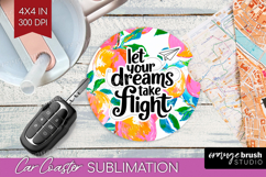 Inspirational Quote Car Coaster - Summer Fruit Coaster PNG Product Image 1