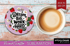 Inspirational Quote Round Coaster - Summer Fruit Coaster PNG Product Image 1