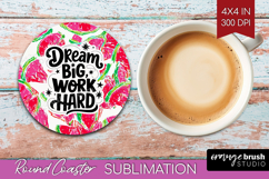 Inspirational Quote Round Coaster - Summer Fruit Coaster PNG Product Image 1