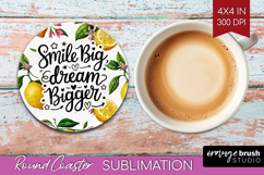 Inspirational Quote Round Coaster - Summer Fruit Coaster PNG Product Image 1