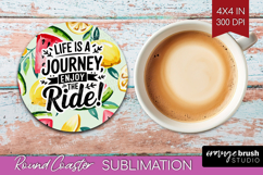 Inspirational Quote Round Coaster - Summer Fruit Coaster PNG Product Image 1