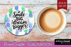 Inspirational Quote Round Coaster - Summer Fruit Coaster PNG Product Image 1