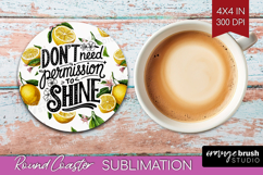 Inspirational Quote Round Coaster - Summer Fruit Coaster PNG Product Image 1