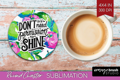 Inspirational Quote Round Coaster - Summer Fruit Coaster PNG Product Image 1