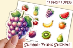 12 cute Summer Fruit Stickers PNG Product Image 1