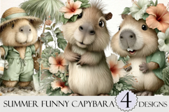 Summer Funny Capybara Clipart Product Image 1