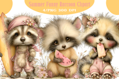 Summer Funny Raccoon Clipart Product Image 1