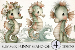 Summer Funny Seahorse Clipart Product Image 1