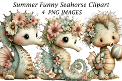 Summer Funny Seahorse Clipart Product Image 1