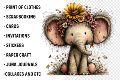Summer Funny Sunflower Animals Clipart Product Image 2