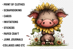 Summer Funny Sunflower Animals Clipart Product Image 2