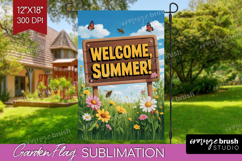 Summer Garden Flag Sublimation - Sping Welcome Sign PNG Product Image 1