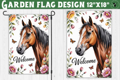 Horse and Flowers Garden flag | Welcome Floral Design Product Image 1
