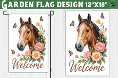 Horse and Flowers Garden flag | Welcome Floral Design Product Image 1