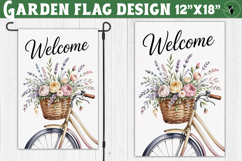 Boho watercolor Garden flag | Welcome Floral Design Product Image 1