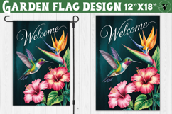 Flowers, hummingbird Garden flag | Welcome Floral Design Product Image 1