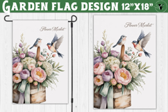 Boho watercolor Garden flag | Welcome Floral Design Product Image 1