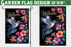 Flowers, hummingbird Garden flag | Welcome Floral Design Product Image 1