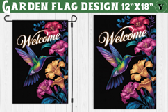 Flowers, hummingbird Garden flag | Welcome Floral Design Product Image 1