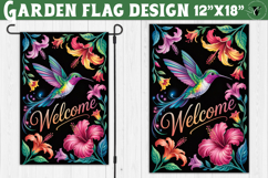 Flowers, hummingbird Garden flag | Welcome Floral Design Product Image 1