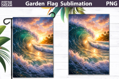 Ocean Sunset Wave Flag | Tropical Beach Sublimation Product Image 1