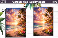 Tropical Sunset Beach Flag | Summer Garden Sublimation Product Image 1