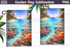Tropical Coral Lagoon Flag | Beach Garden Sublimation Product Image 1