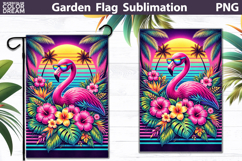 Flamingo Floral Garden Flag | Retro Tropical Bloom Product Image 1
