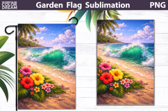 Tropical Wave Beach Flag | Coastal Garden Sublimation Product Image 1