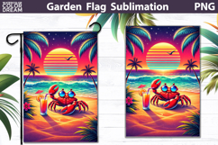 Beach Crab Garden Flag | Tropical Summer sublimation Product Image 1