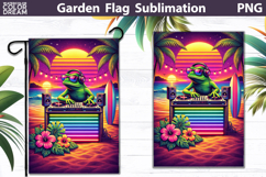DJ Frog Garden Flag | Tropical Sunset Party Product Image 1