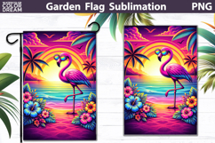 Flamingo Garden Flag | Tropical Sunset Beach Product Image 1