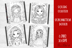 Summer girls Coaster Design |Coloring pages Product Image 1