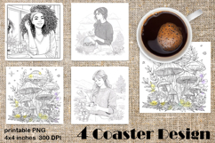 Summer girls Coaster Design |Coloring pages Product Image 1