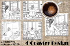 Summer girls Coaster Design |Coloring pages Product Image 1
